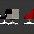 Modern Office Chairs Black Red And Beige With Armrests And White Wheeled Bases