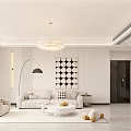 Modern Living Dining Room Design With Open Layout White Furniture Wall Art And Green Plant