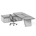 Modern Office Desk And Chair Set Design With Wooden Top And Metal Frame Structure