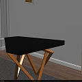 Modern Coffee Table With Black Top And Wooden Cross Legs On Gray Living Room Rug
