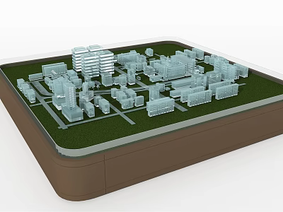 Commercial Equipment For Detailed Urban Architectural Model Display With Green Base 3d model