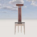 Minimalist Wooden Single Chair Featuring Vertical Slats Backrest And Light Dark Wood Design Elements