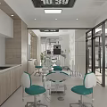 Modern Hospital Outpatient Clinic Lobby With Arched Doorway Large Window Wooden Decor Green Chair