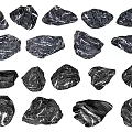 Various Black Rockery Stones With White Veins For Garden Landscape Design