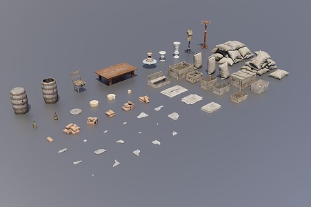 Box Bag Items 3d model