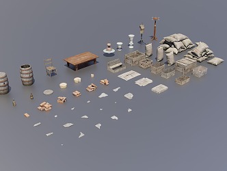 Box Bag Items 3d model