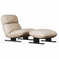 Modern Leather Leisure Chair With Ottoman In Green Brown And Beige Colors