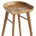 Natural Wooden Bar Stool With Curved Backrest And Sturdy Leg Structure
