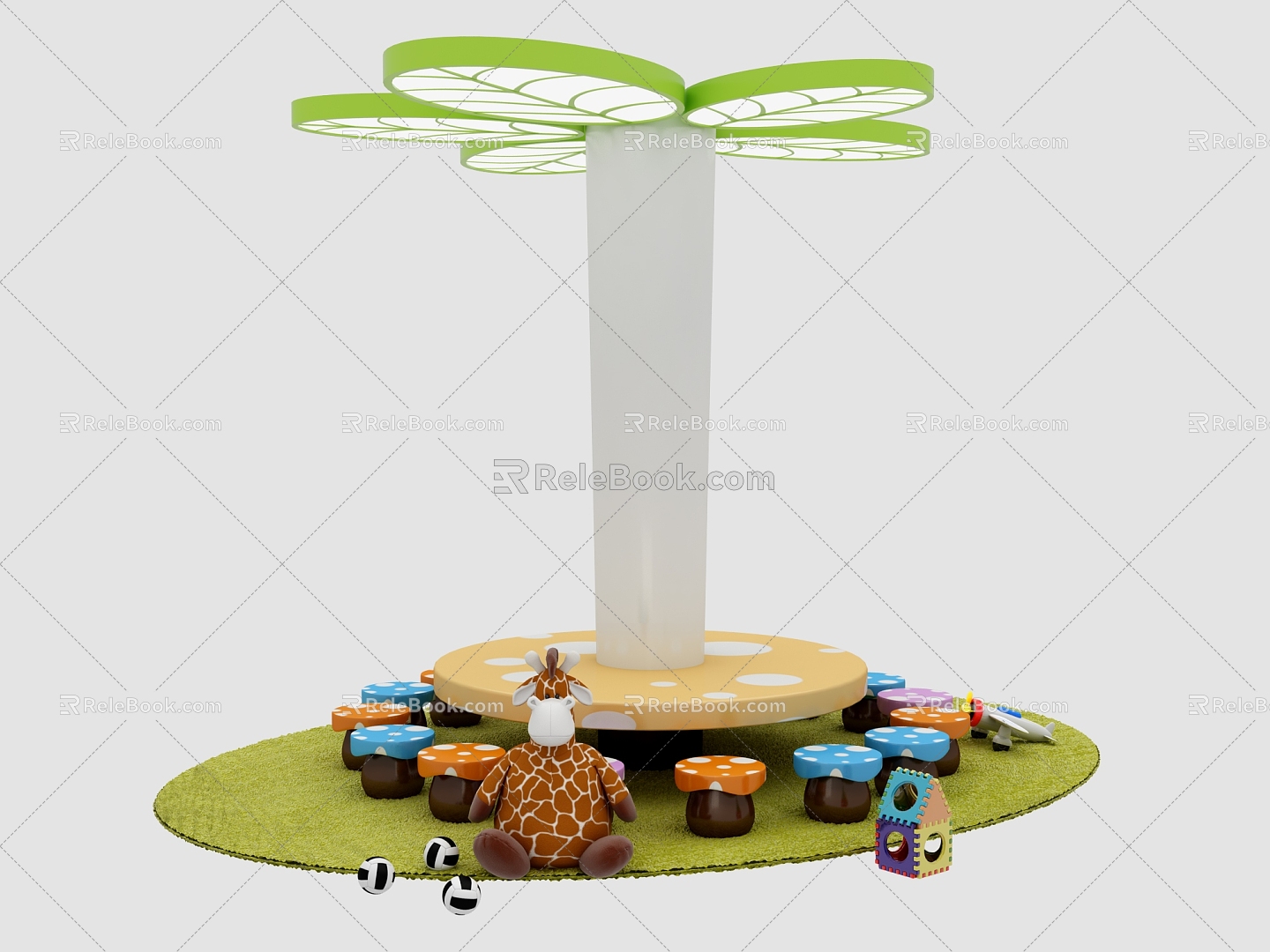 Cartoon mushroom tree modeling 3d model