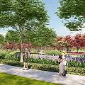 Scenic Park Landscape Design With Lush Green Lawn Colorful Trees Soccer Field And Walking Paths