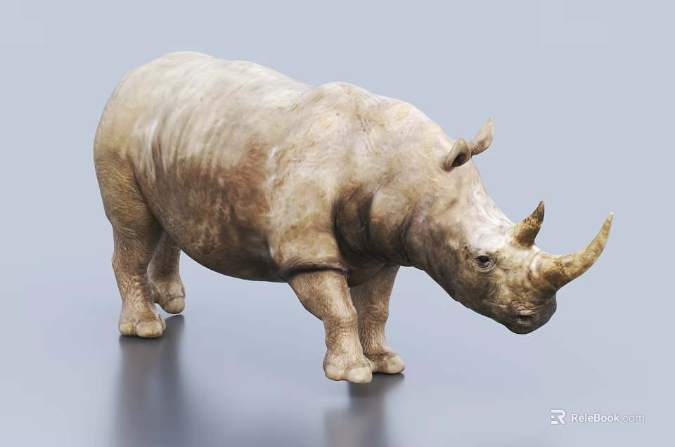 Horned Reptile 3D Model With Detailed Skin Standing On Gray Surface 3d model 