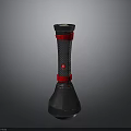 Black Flashlight With Red Straps And Textured Grip Handle Design