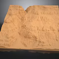 Detailed Earth Toned Topographic Model With Layered Mountain Gorges And Smooth Black Base