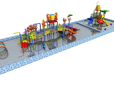 Outdoor Kids Playground Equipment With Slides Climbing Structures And Animal Themed Elements 3d model