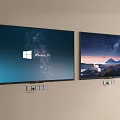Two Wall Mounted TVs Showing Windows 10 And Volcano Landscape Screens