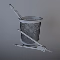 Public Facility Stationery Organizer With Metal Mesh Pen Holder And Writing Tools