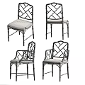 Stylish Leisure Chairs With Crossed Back Design Black Frame And Gray Upholstered Seats