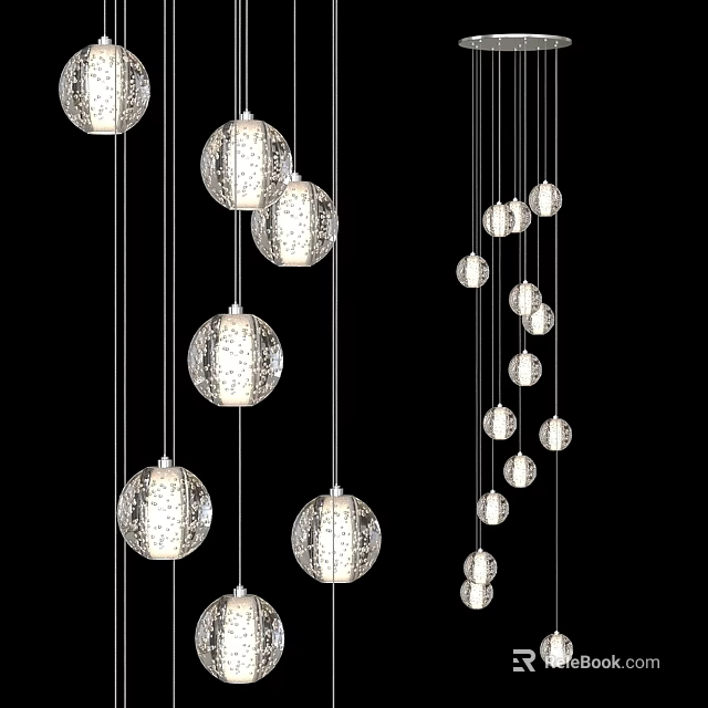 Modern Spherical Pendant Lights With Metal Hollow Design For Interior Lighting Decor 3d model 