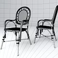 Light Brown Rattan Armchair With Round Backrest And Curved Armrests Design