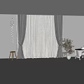 Elegant Gray Curtains With Sheer White Panels For Bright Home Window Interior 3d model