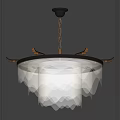 Modern Chandelier With White Wave Pattern Shade And Brass Metal Frame Design