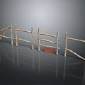 Rustic Natural Wooden Garden Fence With Simple Horizontal And Vertical Log Design