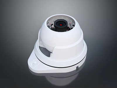White Dome Computer Surveillance Camera With Infrared Lens And White Housing Base Design 3d model
