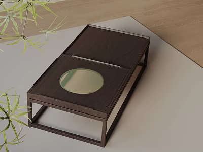 Modern Living Room Sofa and Coffee Table Set with Round Glass Top and Wooden Frame 3d model