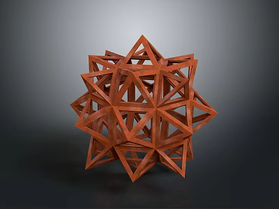 Modern Red Geometric Polyhedron Sculpture With Triangular Frames And 3D Design 3d model