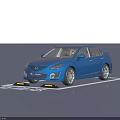 Blue Mazda Car Parked In Parking Spot With Parking Assist Sensors