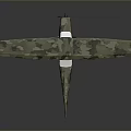 Camouflage Aerospace Model With Propeller Large Wings And Dark Background