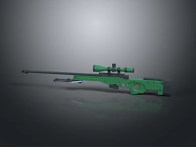 Green Tactical Sniper Rifle With High Precision Scope And Modern Design 3d model