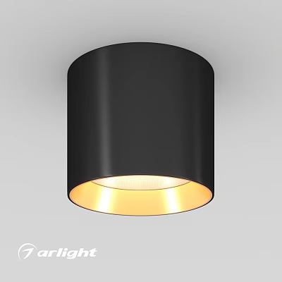 Modern Black Cylindrical Downlight Spotlight With Warm Yellow Lighting For Home Interior 3d model