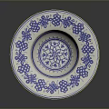 Carved Ceramic Bowl With Blue And White Intricate Floral Patterns Design