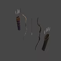 Bow and arrow and quiver 3d model