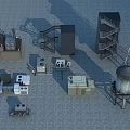 Industrial Equipment Arrangement With Water Tower Control Cabinets Staircases And Generators