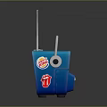 Vintage Blue Radio With Antenna Knobs Grille And Decorative Stickers