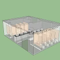 Public Restroom Interior Design With Multiple Sinks Stalls And Modern Layout