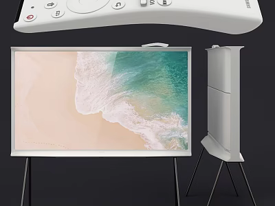Projection Monitoring System Featuring Remote Control Projector Screen And Stand Setup 3d model