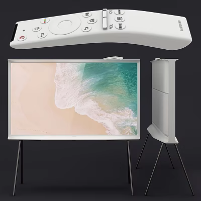 Projection Monitoring System Featuring Remote Control Projector Screen And Stand Setup 3d model