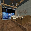 Natural Style Retail Store Interior With Wooden Shelves Counter And Elephant Decor