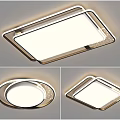 Modern Ceiling Lighting Combinations Featuring Square And Round Metal Frame White Light Panels 3d model