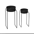 Modern Black Metal Plant Stands With Round Planters For Garden Decor