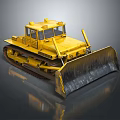 Yellow Bulldozer With Tracks And Front Blade For Construction Work