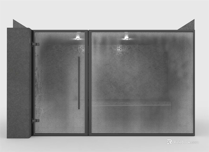 Modern Shower Sauna Interior Design With Glass Doors And Dual Compartments 3d model 