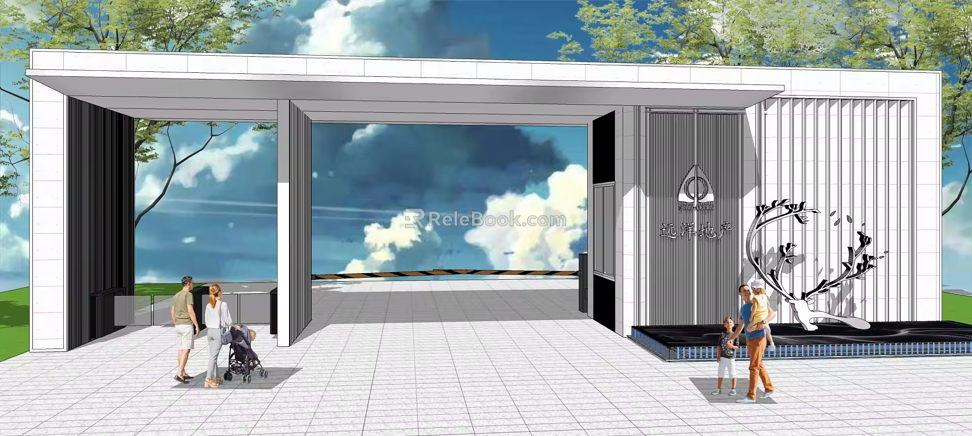 Modern Gate Landscape Gate 3d model