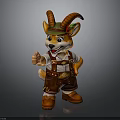Cute Cartoon Goat Character Wearing Traditional Costume Green Hat Thumbs Up Gesture