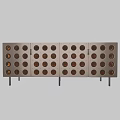 Modern Entryway Side Cabinet With Metal Frame And Circular Hole Design