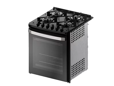 Black Gas Stove Oven with Glass Door Control Knobs Modern Kitchen Appliance 3d model