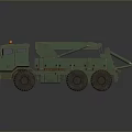Green Heavy Duty Military Truck With Crane Orange Warning Lights Multiple Wheels